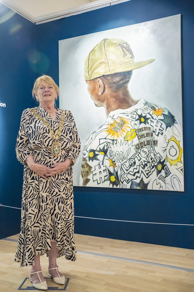 Cllr Barbara Brown, Mayor of Rugby, unveiled the artwork at the Rugby Art Gallery and Museum Big Birthday Bash.